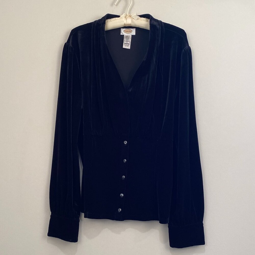 Talbots Velvet V-Neck Peplum Top, Size XL